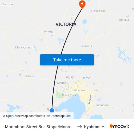 Moorabool Street Bus Stops/Moorabool St (Geelong) to Kyabram Hospital map