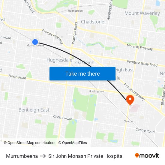 Murrumbeena to Sir John Monash Private Hospital map