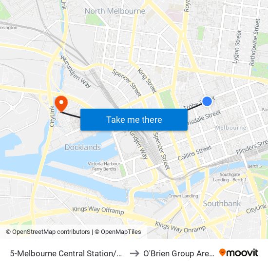 5-Melbourne Central Station/Elizabeth St (Melbourne City) to O'Brien Group Arena (The Icehouse) map