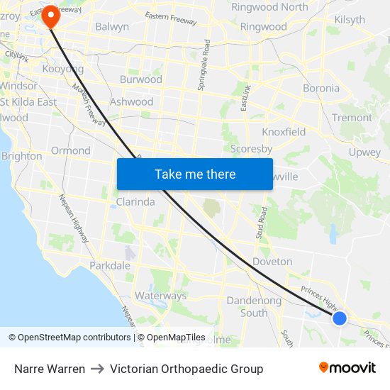 Narre Warren to Victorian Orthopaedic Group map