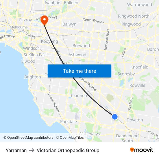 Yarraman to Victorian Orthopaedic Group map