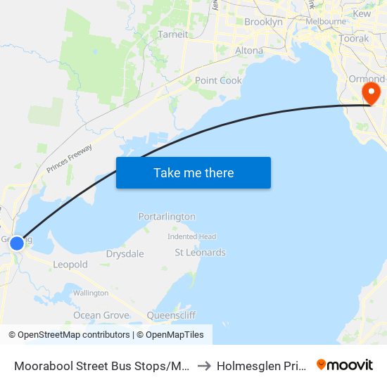 Moorabool Street Bus Stops/Moorabool St (Geelong) to Holmesglen Private Hospital map