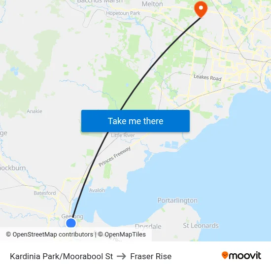 Kardinia Park/Moorabool St to Fraser Rise map