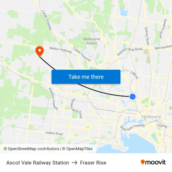 Ascot Vale Railway Station to Fraser Rise map