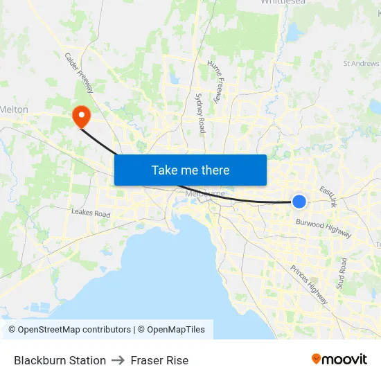 Blackburn Station to Fraser Rise map