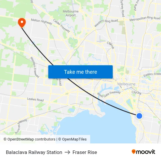 Balaclava Railway Station to Fraser Rise map