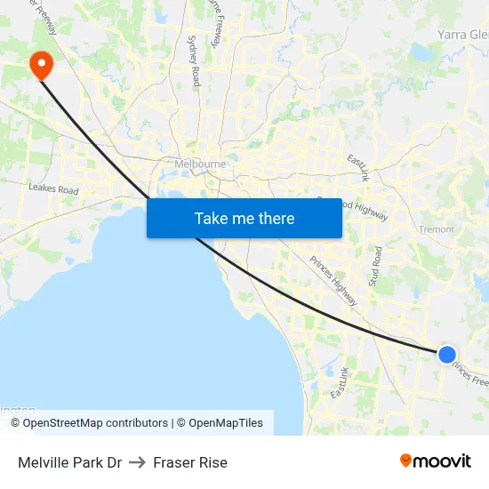 Melville Park Dr to Fraser Rise map