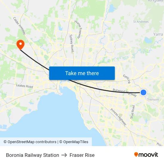 Boronia Railway Station to Fraser Rise map