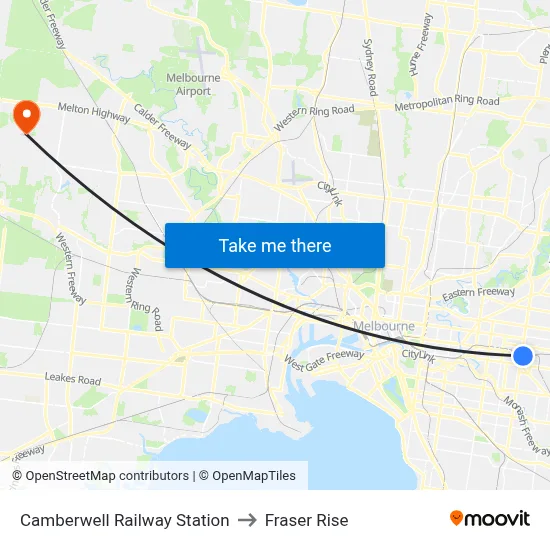 Camberwell Railway Station to Fraser Rise map