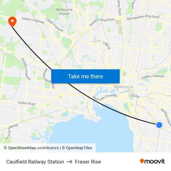 Caulfield Railway Station to Fraser Rise map