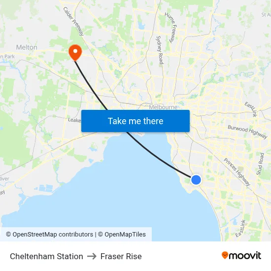 Cheltenham Station to Fraser Rise map