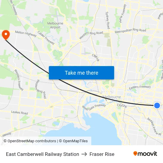 East Camberwell Railway Station to Fraser Rise map