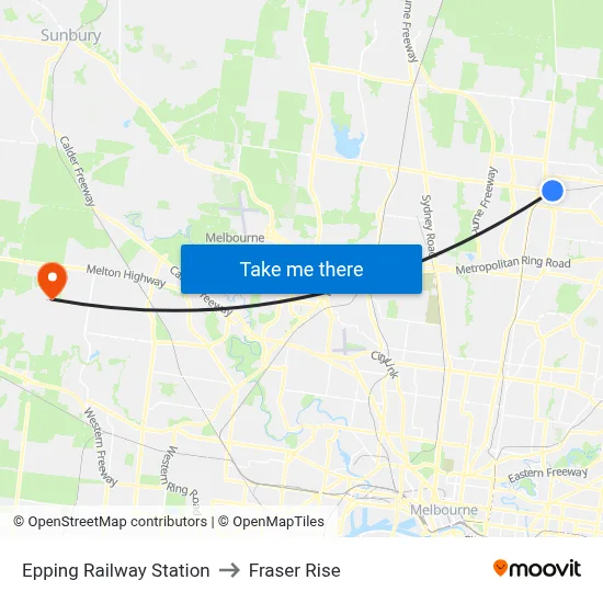 Epping Railway Station to Fraser Rise map