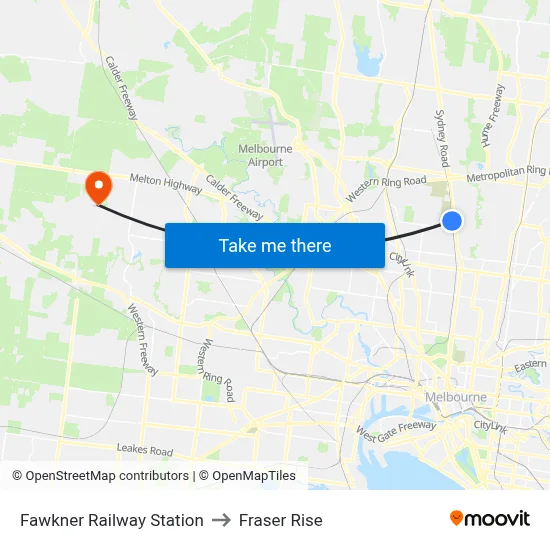 Fawkner Railway Station to Fraser Rise map