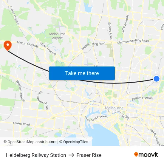Heidelberg Railway Station to Fraser Rise map