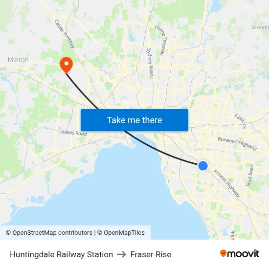 Huntingdale Railway Station to Fraser Rise map