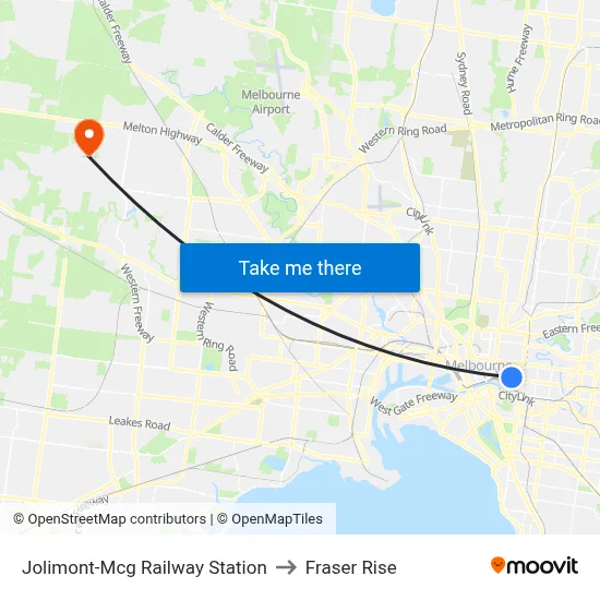 Jolimont-Mcg Railway Station to Fraser Rise map