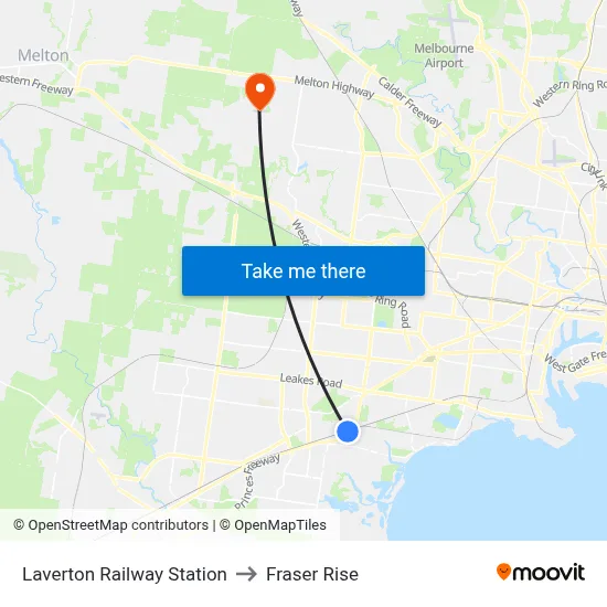 Laverton Railway Station to Fraser Rise map