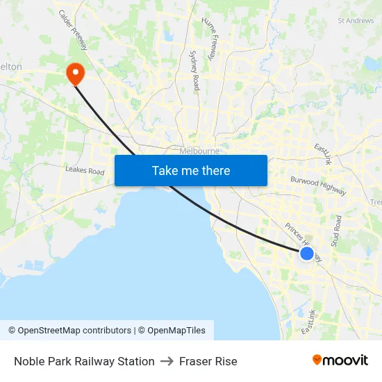 Noble Park Railway Station to Fraser Rise map