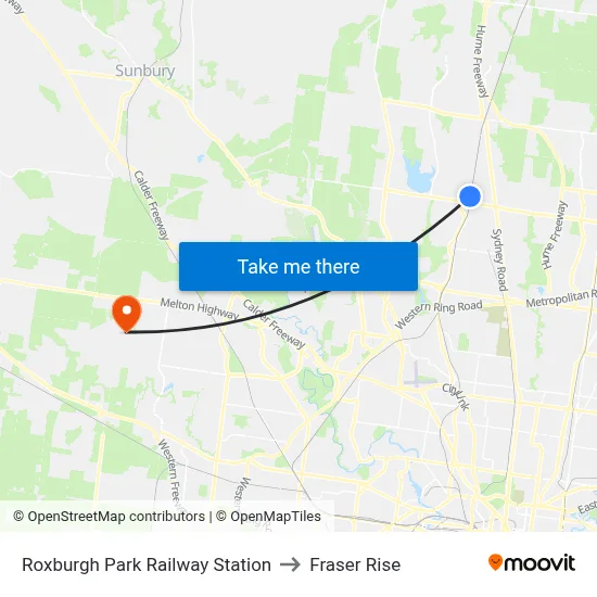 Roxburgh Park Railway Station to Fraser Rise map
