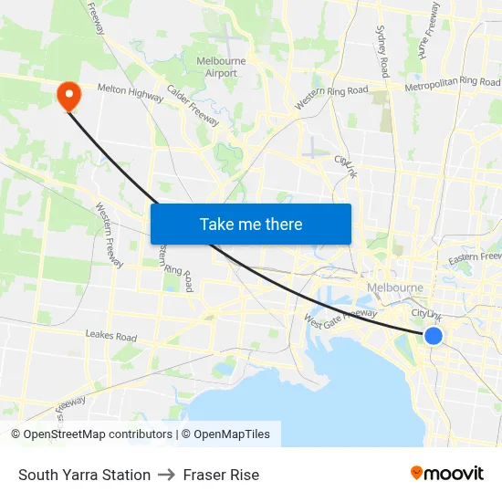 South Yarra Station to Fraser Rise map