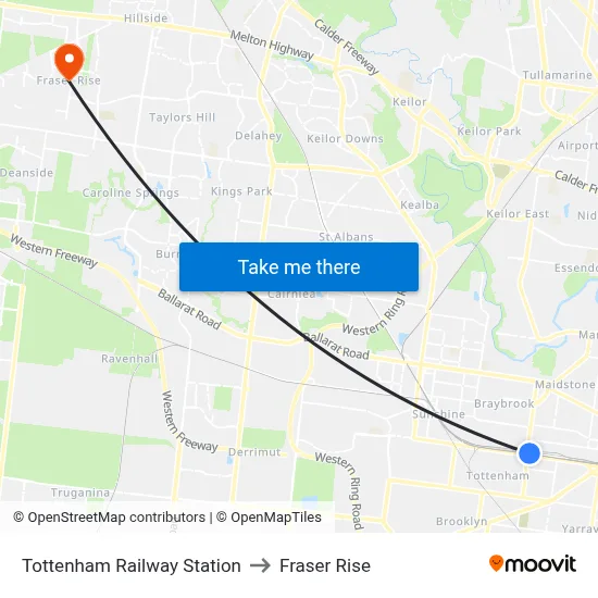 Tottenham Railway Station to Fraser Rise map