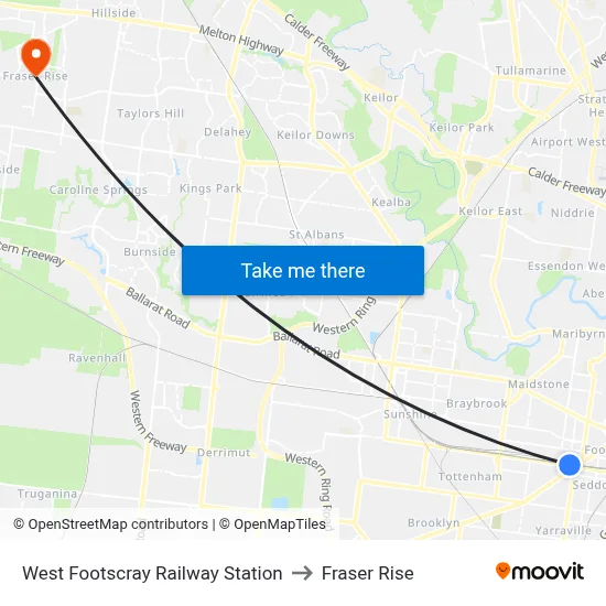West Footscray Railway Station to Fraser Rise map