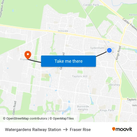 Watergardens Railway Station to Fraser Rise map