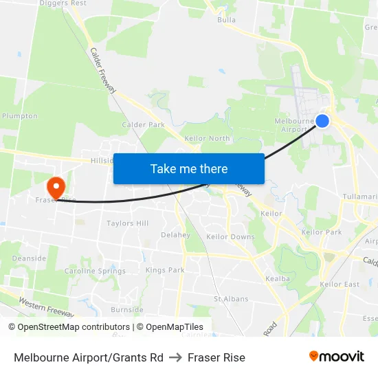 Melbourne Airport/Grants Rd to Fraser Rise map