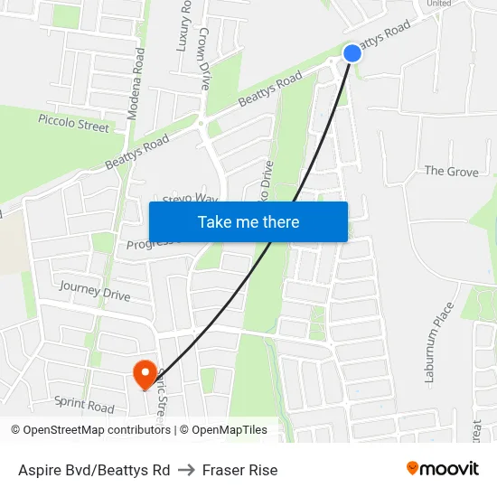 Aspire Bvd/Beattys Rd to Fraser Rise map