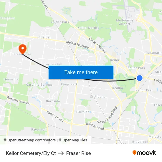 Keilor Cemetery/Ely Ct to Fraser Rise map