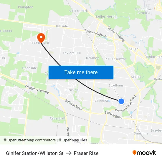 Ginifer Station/Willaton St to Fraser Rise map