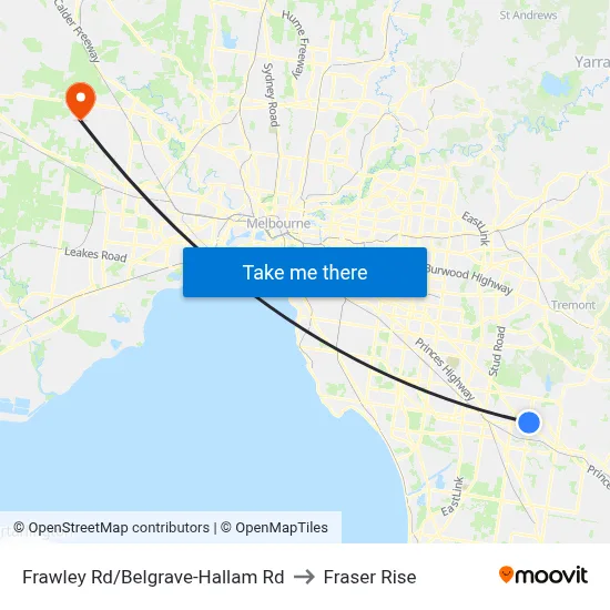 Frawley Rd/Belgrave-Hallam Rd to Fraser Rise map