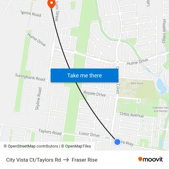 City Vista Ct/Taylors Rd to Fraser Rise map