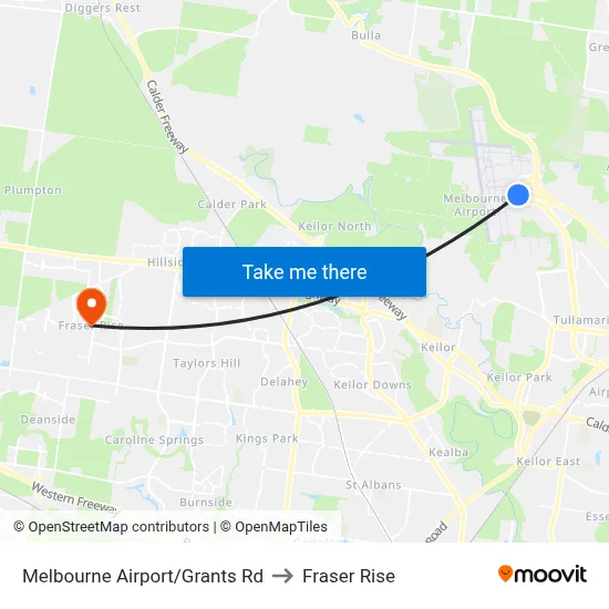 Melbourne Airport/Grants Rd to Fraser Rise map