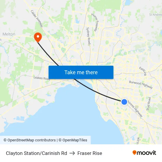 Clayton Station/Carinish Rd to Fraser Rise map