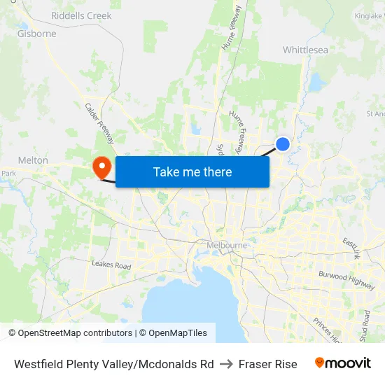 Westfield Plenty Valley/Mcdonalds Rd to Fraser Rise map