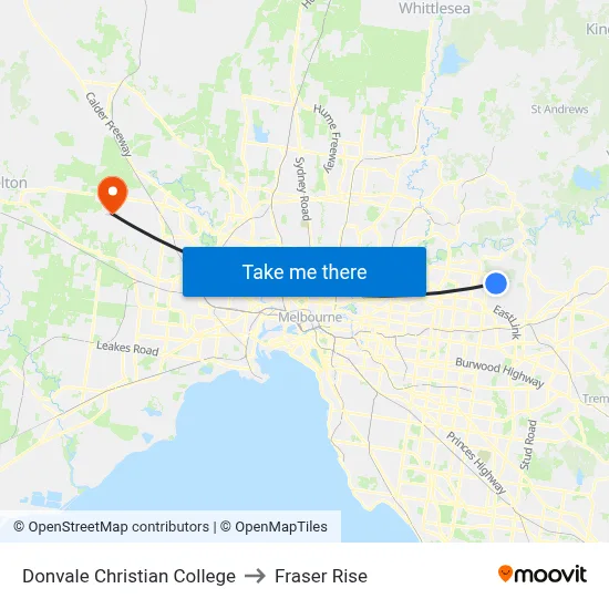 Donvale Christian College to Fraser Rise map