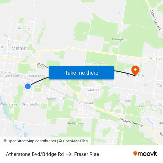 Atherstone Bvd/Bridge Rd to Fraser Rise map