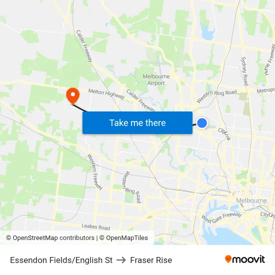 Essendon Fields/English St to Fraser Rise map