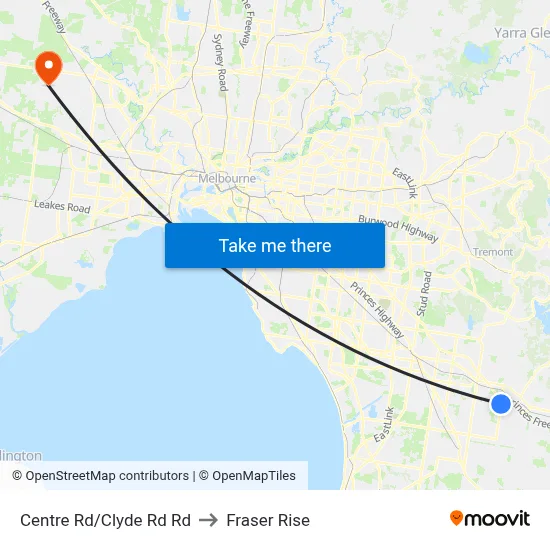 Centre Rd/Clyde Rd Rd to Fraser Rise map