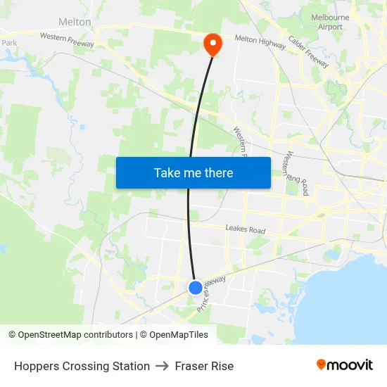 Hoppers Crossing Station to Fraser Rise map