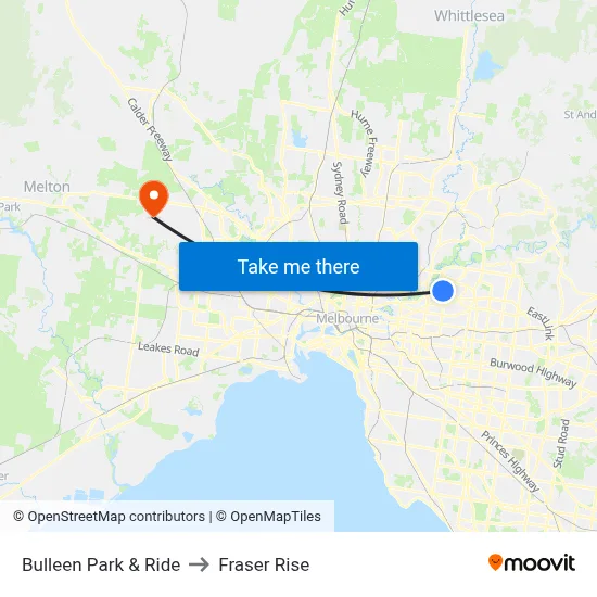 Bulleen Park & Ride to Fraser Rise map