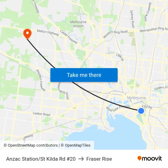 Anzac Station/St Kilda Rd #20 to Fraser Rise map