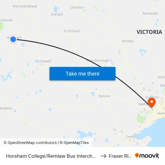 Horsham College/Remlaw Bus Interchange to Fraser Rise map