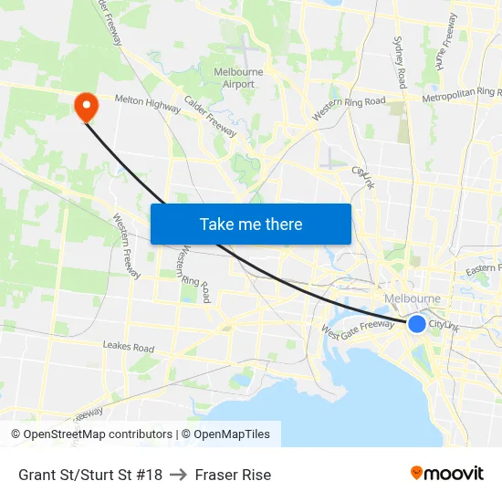 Grant St/Sturt St #18 to Fraser Rise map