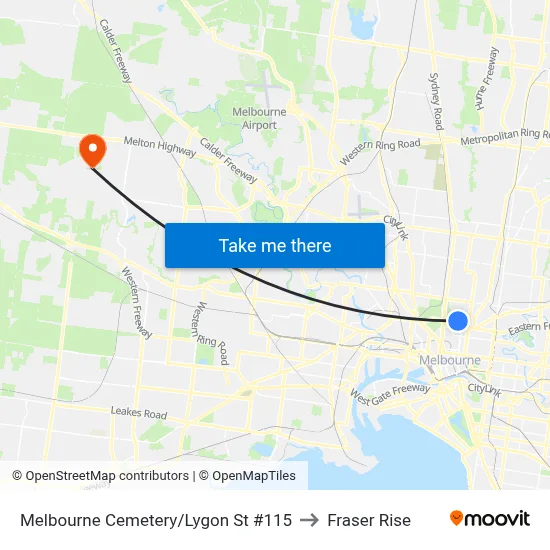 Melbourne Cemetery/Lygon St #115 to Fraser Rise map