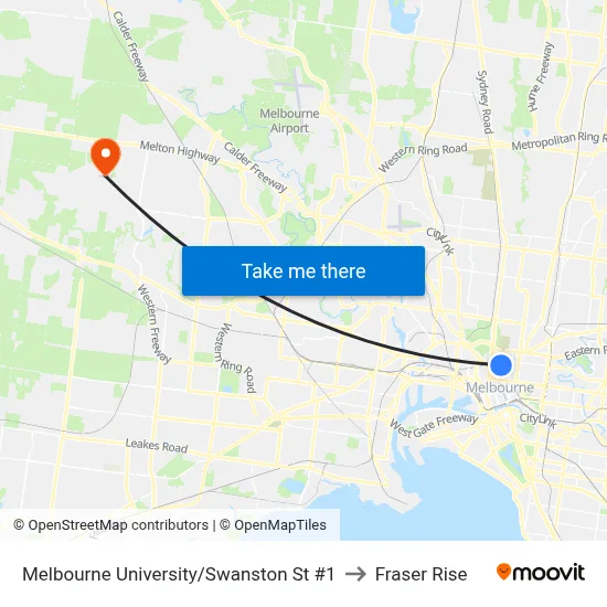 Melbourne University/Swanston St #1 to Fraser Rise map