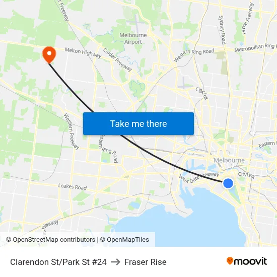Clarendon St/Park St #24 to Fraser Rise map