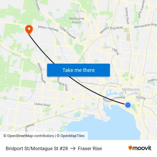 Bridport St/Montague St #28 to Fraser Rise map